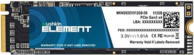 Mushkin 512GB Element NVMe Okuma 2000MB-Yazma 1400MB M.2 SSD (MKNSSDEV512GB-D8)