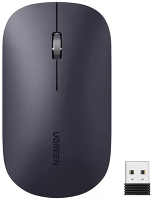 UGREEN 2.4Ghz Sessiz Tuşlu Kablosuz Optik Siyah Mouse 