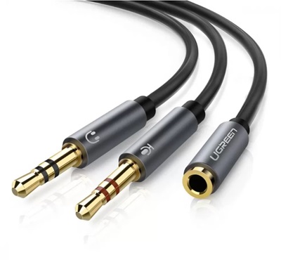 UGREEN Mikrofon ve Kulaklık Birleştirici Y Siyah Kablo   