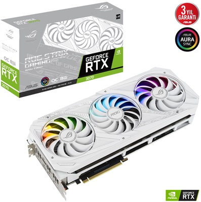 Asus GeForce RTX 3070 Rog Strix White V2 O8G 8GB GDDR6 256 Bit LHR Ekran Kartı