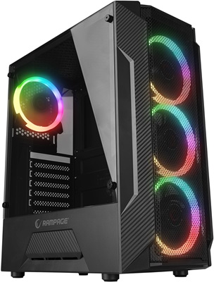 Rampage FUSION Siyah Rainbow 650W 80+ Bronze Tempered Glass USB 3.0 ATX Mid Tower Kasa 