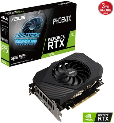 Asus GeForce RTX 3050 Phoenix 8GB GDDR6 128 Bit Ekran Kartı