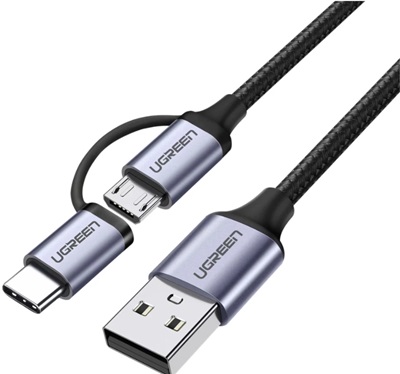 UGREEN 1m Type-C Micro USB Şarj ve Data Kablosu 