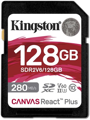 Kingston Canvas React Plus 128GB V60 SD Hafıza Kartı   