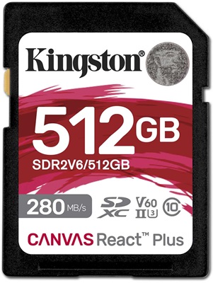 Kingston Canvas React Plus 512GB V60 SD Hafıza Kartı    