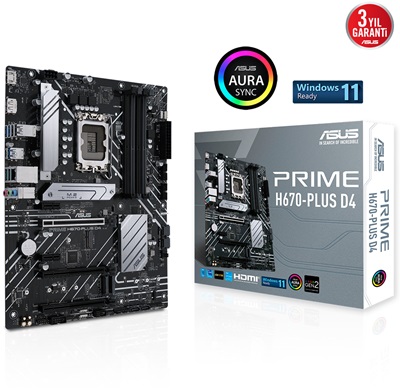 Asus PRIME H670-PLUS DDR4 5066mhz(OC) RGB M.2 1700p ATX Anakart
