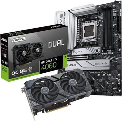 Asus GeForce RTX 4060 Dual O8G 8GB GDDR6 128 Bit Ekran Kartı Asus Prime X670-P-CSM 6400mhz(OC) RGB M.2 AM5 DDR5 ATX Anakart Avantajlı Paketi  
