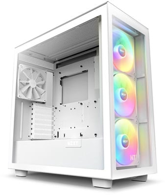 NZXT H Series H7 (2023) Elite Edition White Tempered Glass RGB USB 3.2 ATX Mid Tower Kasa 