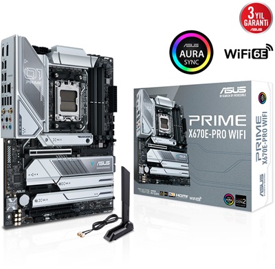 Asus Prime X670E-Pro WiFi 6400mhz(OC) RGB M.2 AM5 DDR5 ATX Anakart