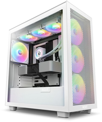 NZXT H Series H7 (2023) Flow Edition White Tempered Glass RGB USB 3.2 ATX Mid Tower Kasa 