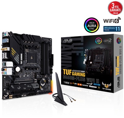 Asus TUF Gaming B550M-PLUS WiFi II 4800mhz(OC) RGB M.2 AM4 mATX Anakart