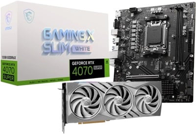 MSI GeForce RTX 4070 Super Gaming X Slim White 12G 12GB GDDR6X 192 Bit DLSS3 Ekran Kartı PRO B650M-B 6800mhz(OC) RGB M.2 AM5 DDR5 mATX Anakart Avantajlı Paketi  