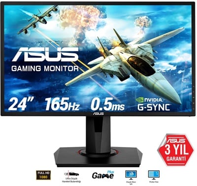 Asus 24" VG248QG 0.5ms 165hz HDMI,DVI,DisplayPort FreeSync,G-Sync Gaming Monitör