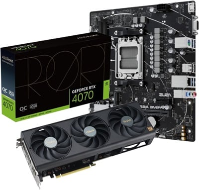 Asus ProArt GeForce RTX 4070 O12G 12GB GDDR6X 192 Bit Ekran Kartı Asus PRIME A620M-K 6400mhz(OC) RGB M.2 AM5 mATX DDR5 Anakart Avantajlı Paketi  