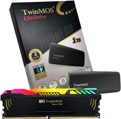 TwinMOS 16GB Concorde RGB 3200mhz CL16 DDR4 Ram (TMD416GB3200DRGB-C16) TwinMOS External 1TB PSSDGGBMED32 USB 3.2/Type-C Harici Taşınabilir SSD (PSSDGGBMED32) Avantajlı Paketi  